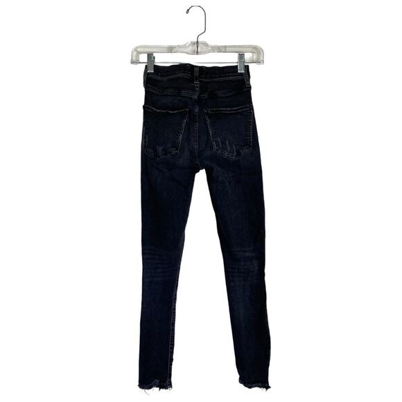 AGOLDE Sophie High Rise Skinny Crop Black Jeans Temple Distressed Hems Size 24 - Picture 3 of 10